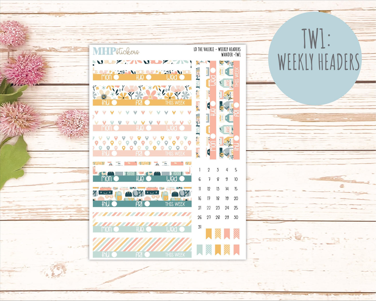 JUNE Stickers for The Valerie Laurel Denise Planner "Wander" || TC