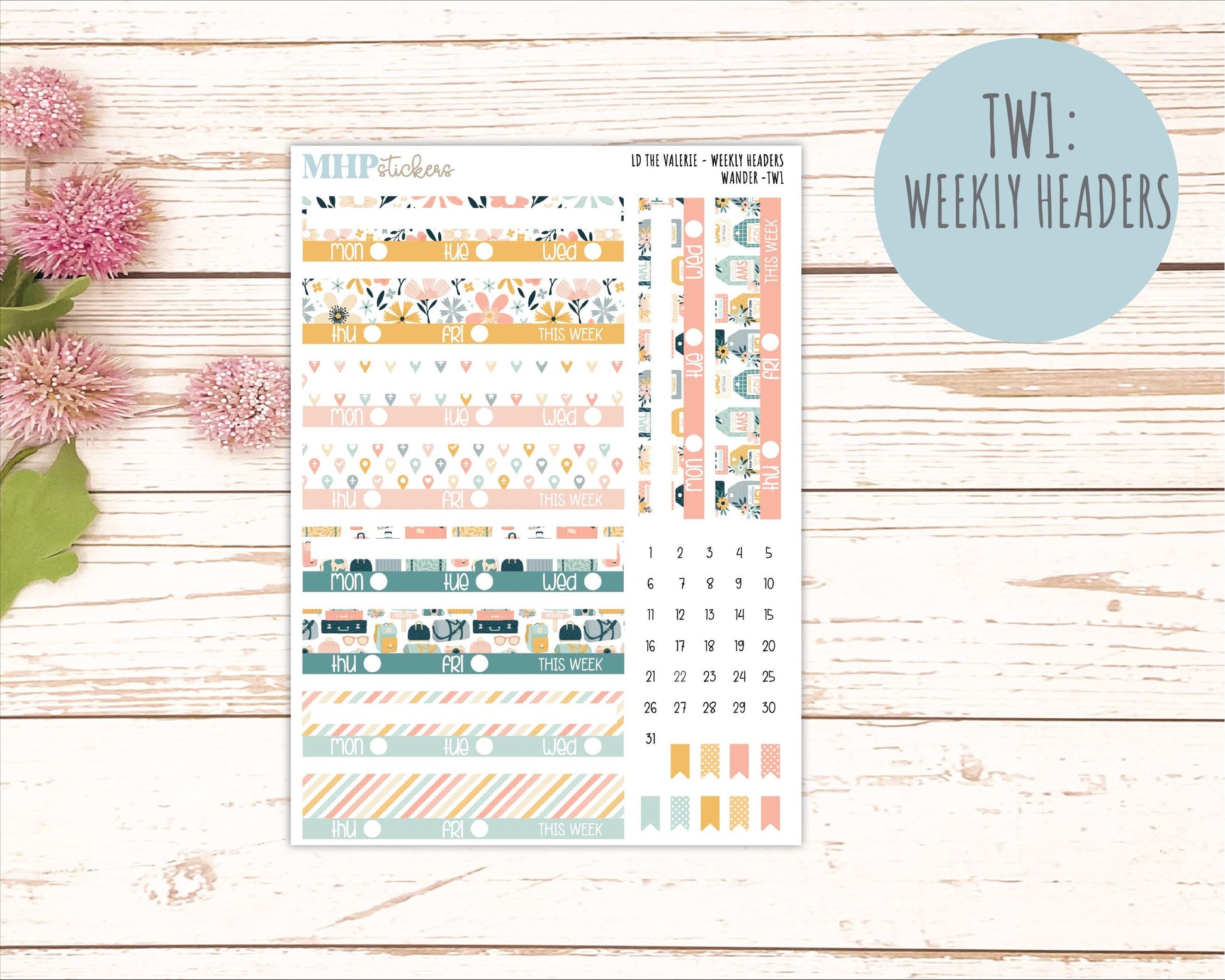 JUNE Stickers for The Valerie Laurel Denise Planner "Wander" || TC