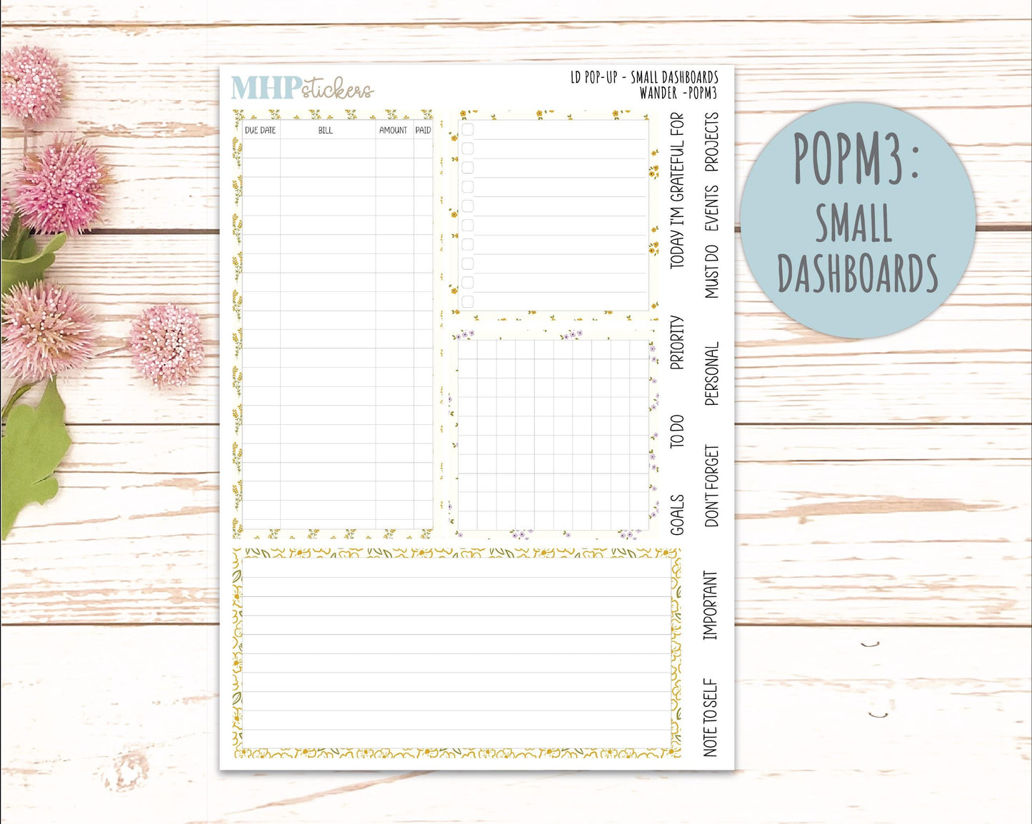 JUNE 2026 Stickers for The Jo, Laurel Denise Planner "Summer Flowers" || POP