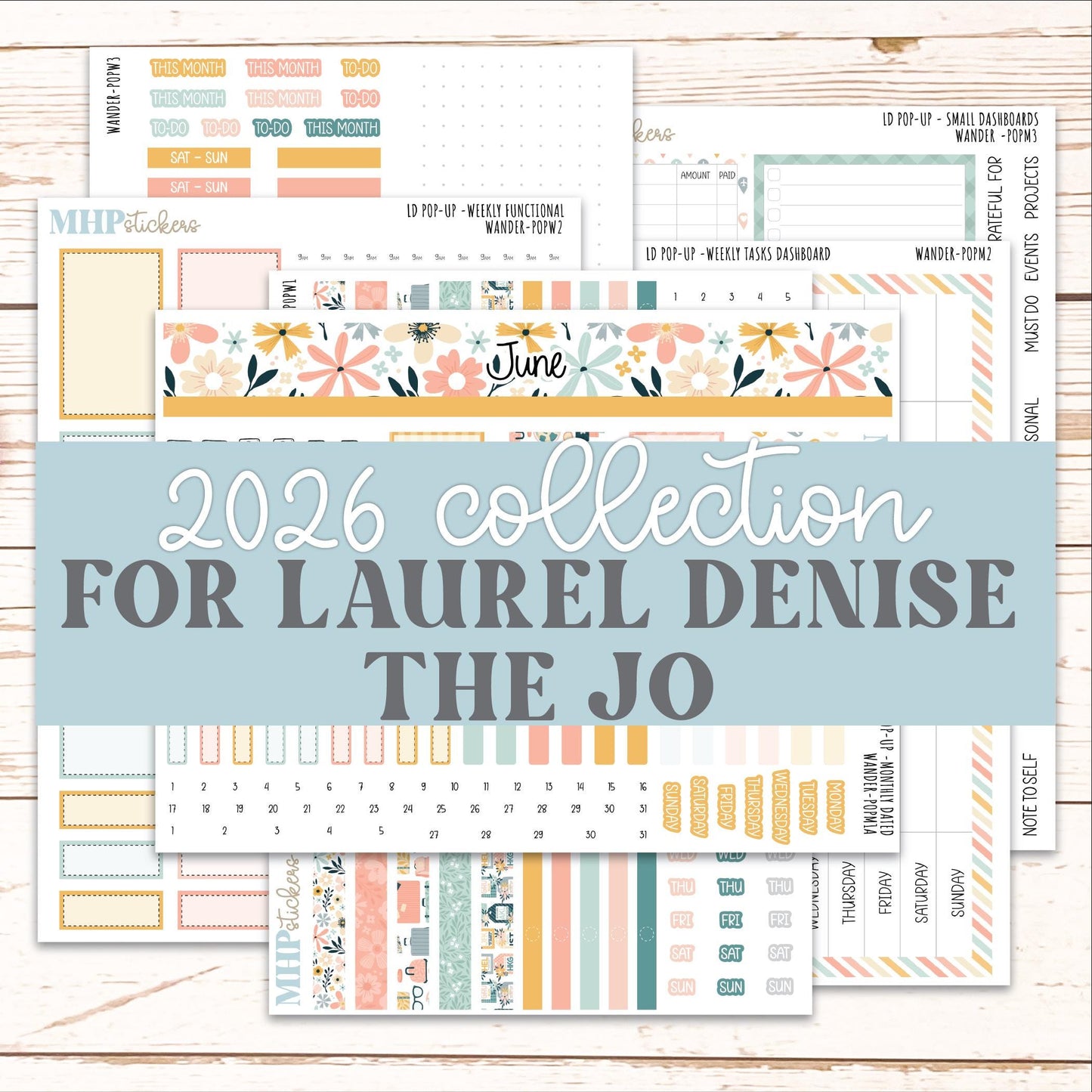 JUNE 2026 Stickers for The Jo, Laurel Denise Planner "Wander" || POP