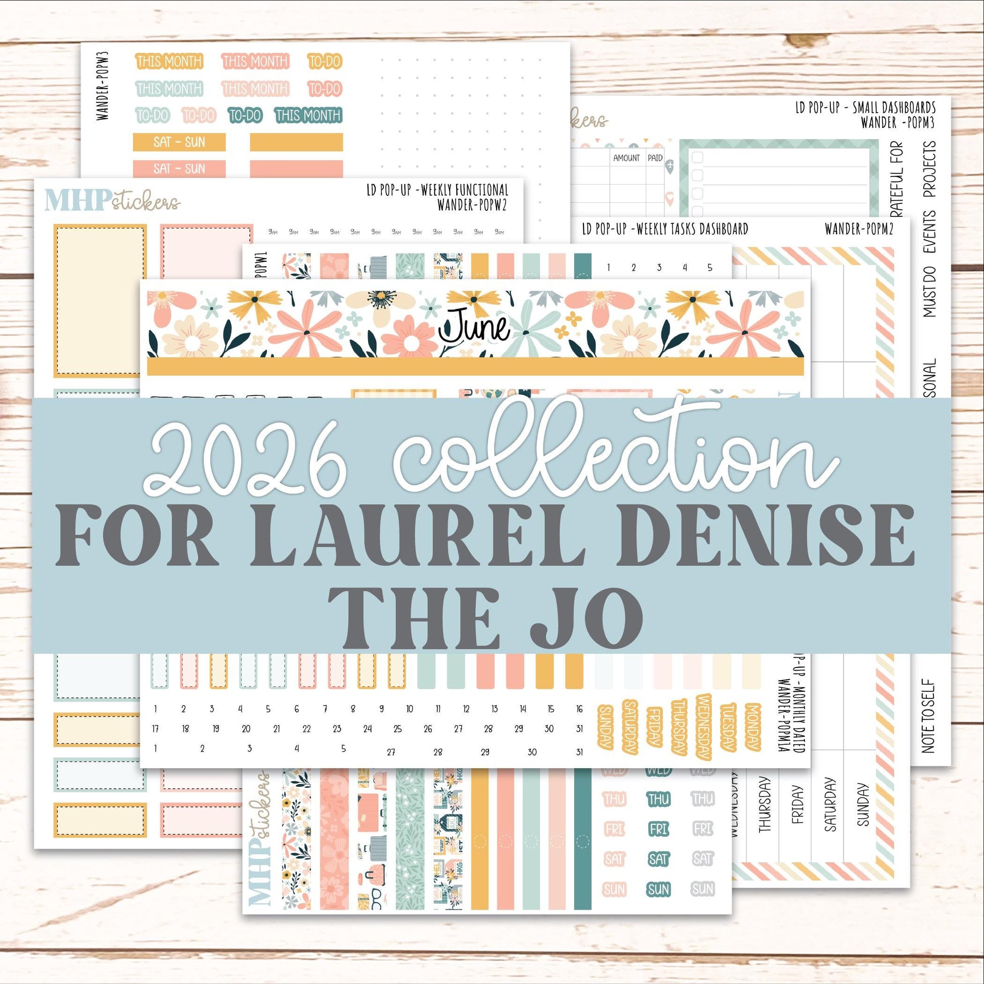 JUNE 2026 Stickers for The Jo, Laurel Denise Planner "Wander" || POP