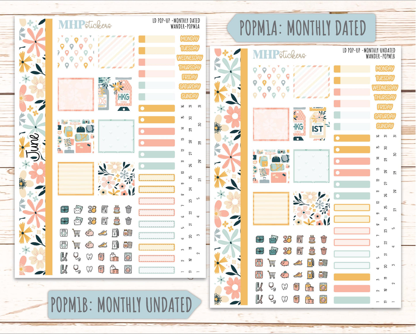 JUNE 2026 Stickers for The Jo, Laurel Denise Planner "Wander" || POP