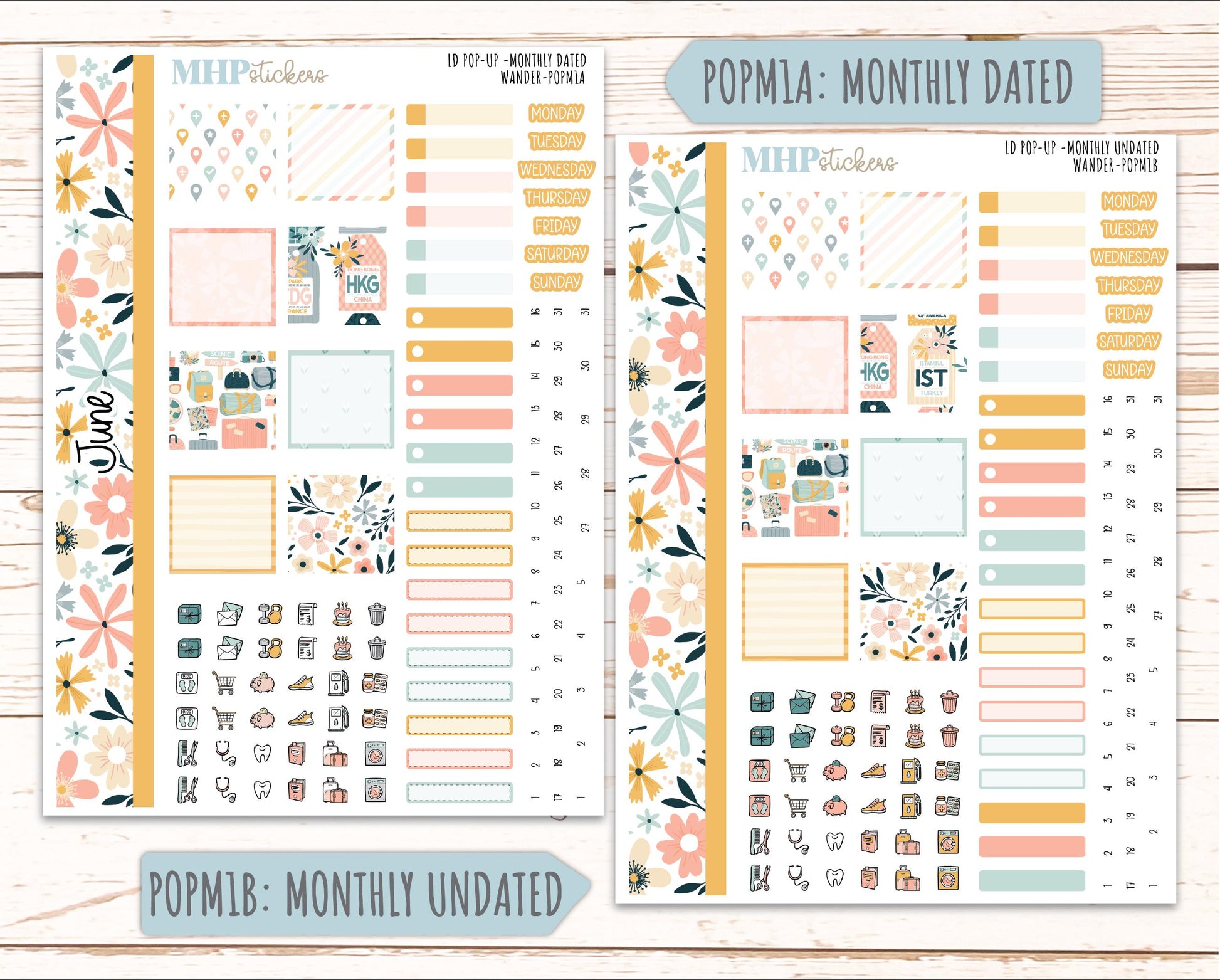 JUNE 2026 Stickers for The Jo, Laurel Denise Planner "Wander" || POP