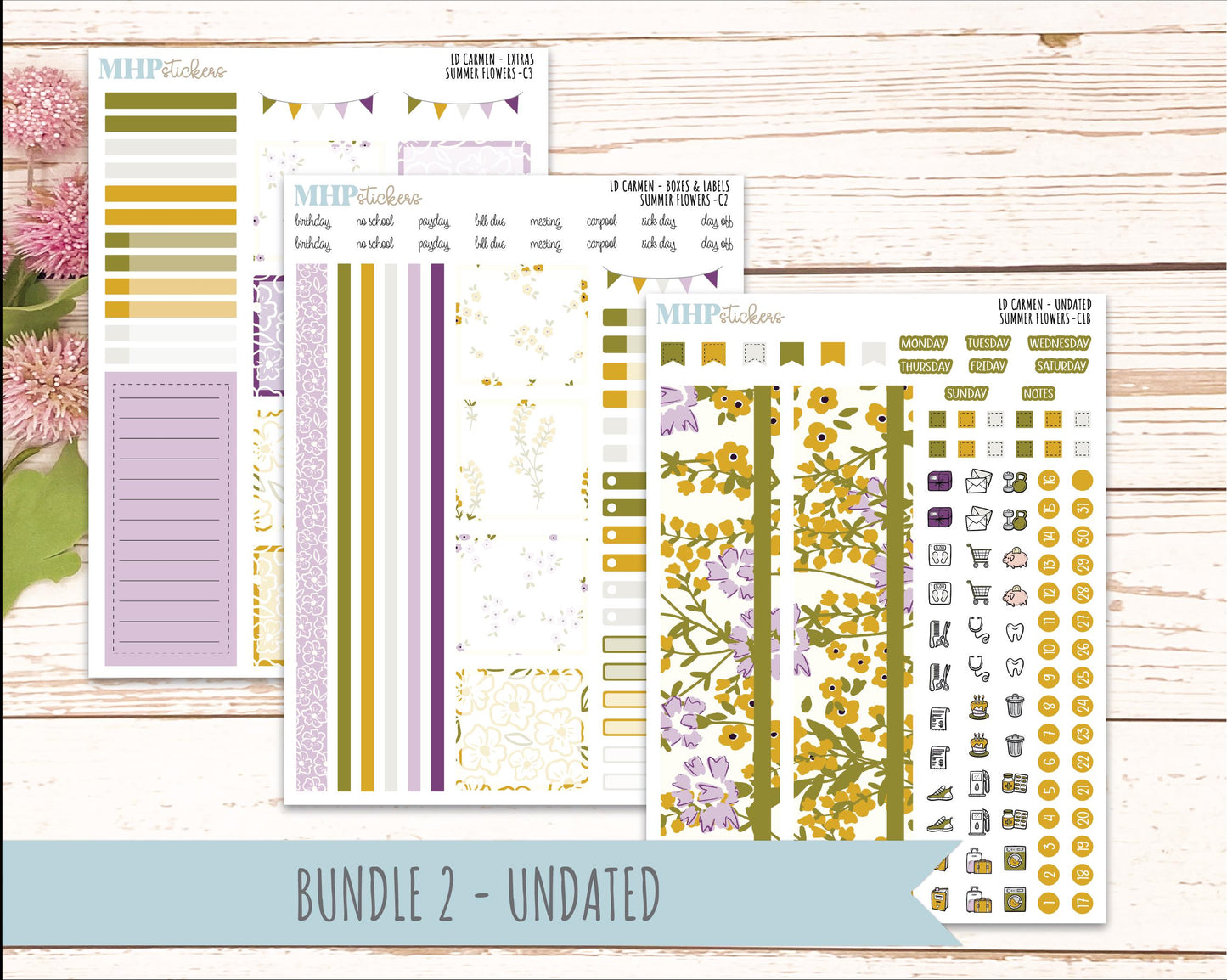 JUNE 2026 Stickers for The Carmen Laurel Denise Planner "Summer Flowers" || C