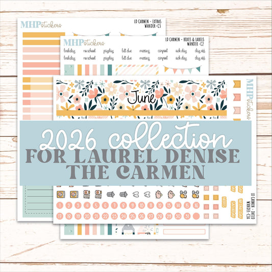 JUNE 2026 Stickers for The Carmen Laurel Denise Planner "Wander" || C