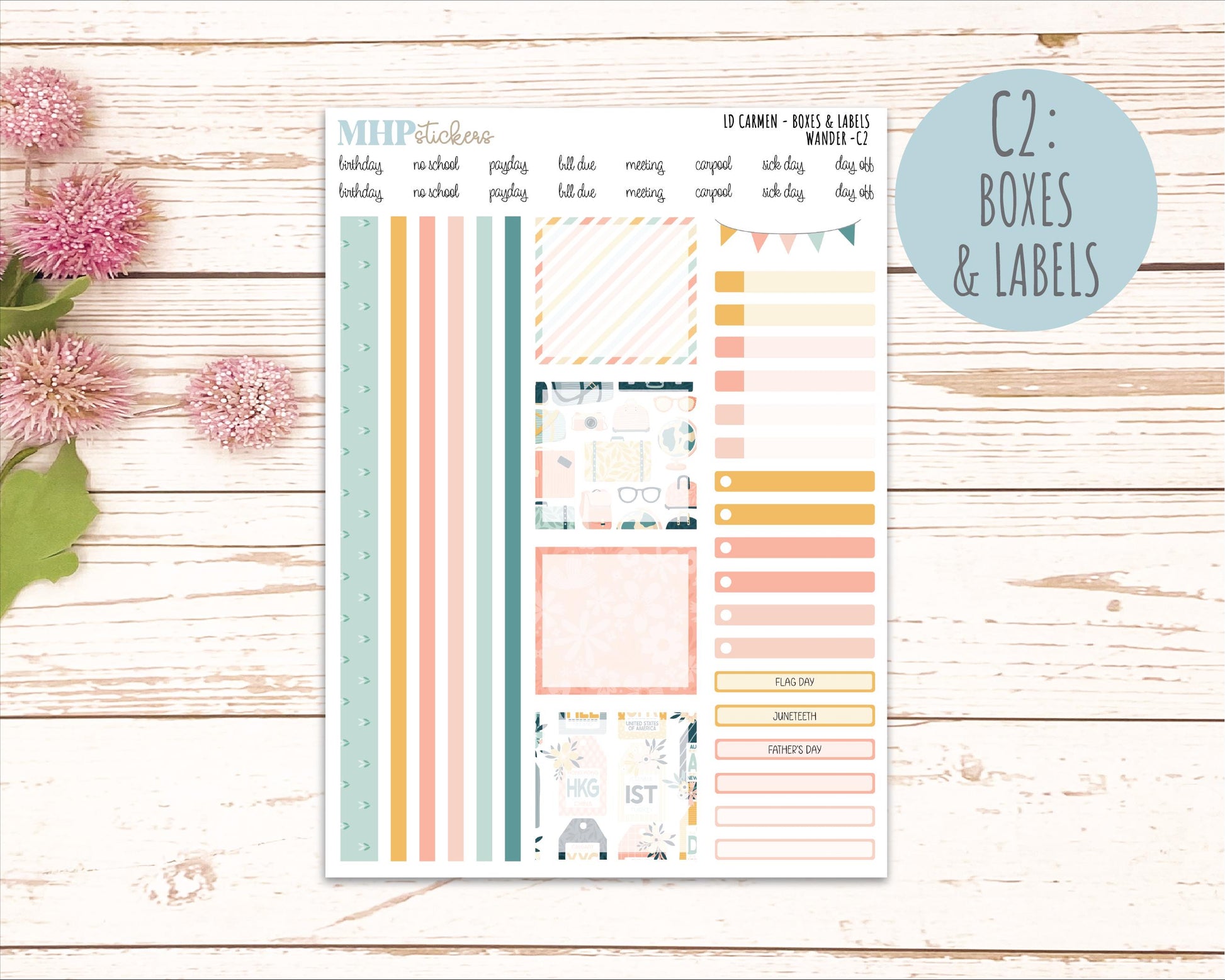 JUNE 2026 Stickers for The Carmen Laurel Denise Planner "Wander" || C