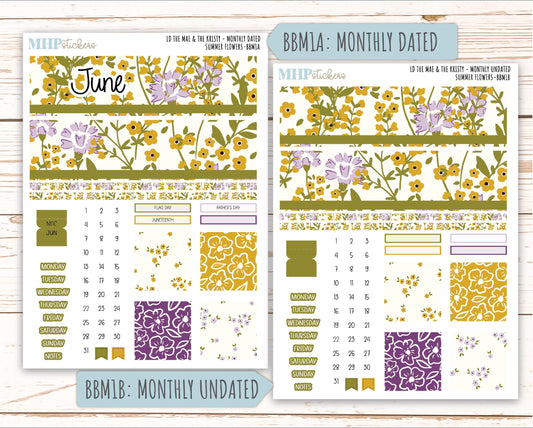 JUNE 2026 Stickers for the Mae & Kristy Laurel Denise Planners "Summer Flowers" || BB