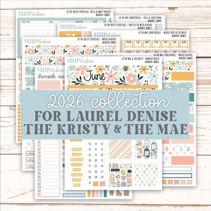 JUNE 2026 Stickers for the Mae & Kristy Laurel Denise Planners "Wander" || BB