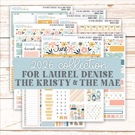JUNE 2026 Stickers for the Mae & Kristy Laurel Denise Planners "Wander" || BB