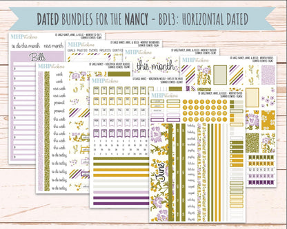 JUNE 2026 Stickers for Large Nancy, Anne, & Billie. Laurel Denise Planners. "Summer Flowers" || OG