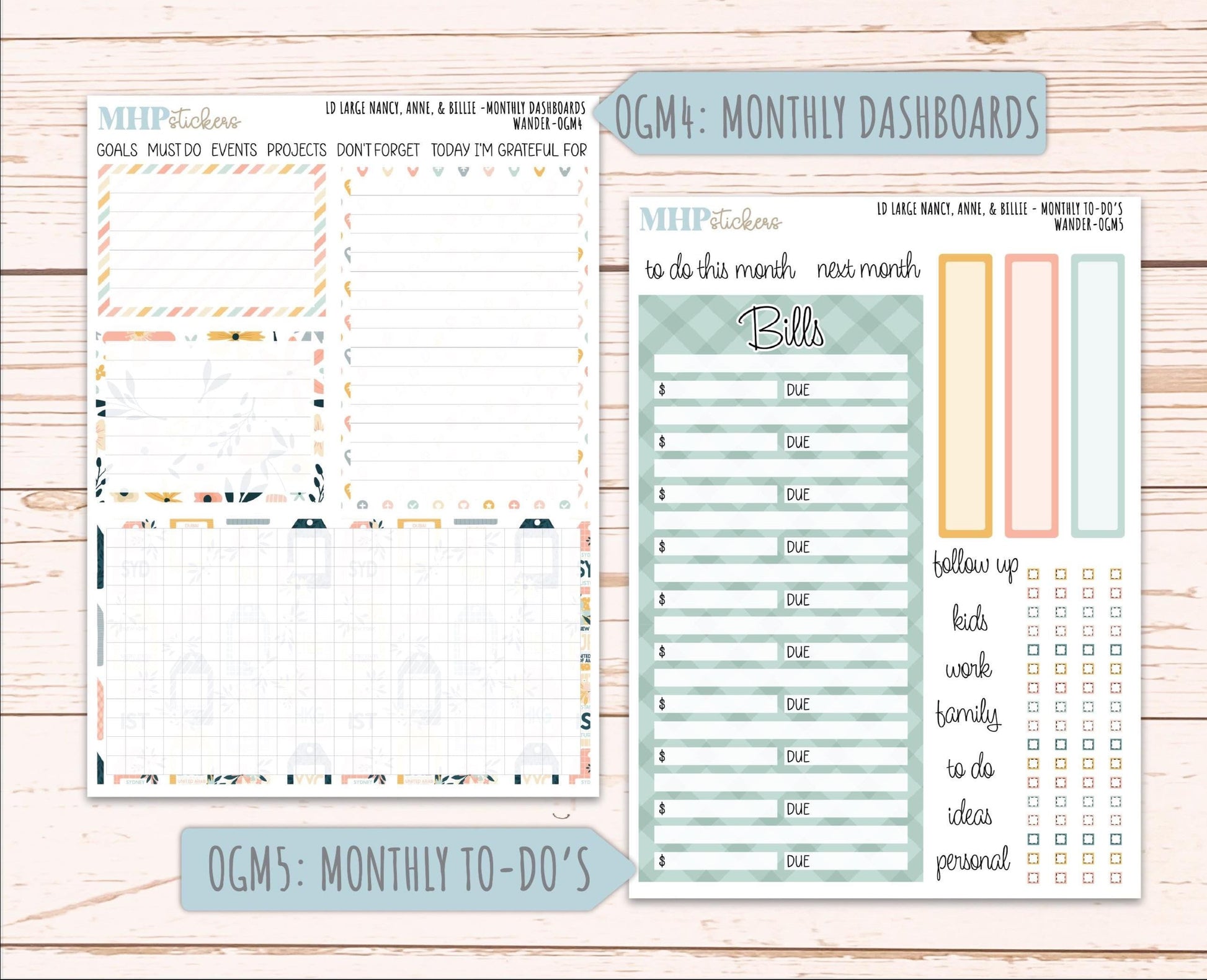 JUNE 2026 Stickers for Large Nancy, Anne, & Billie Planners. Laurel Denise Planners. "Wander" || OG