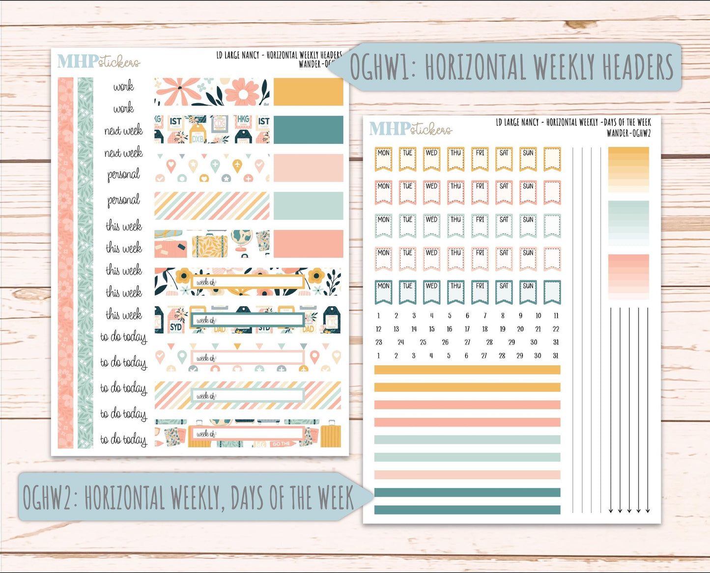 JUNE 2026 Stickers for Large Nancy, Anne, & Billie Planners. Laurel Denise Planners. "Wander" || OG