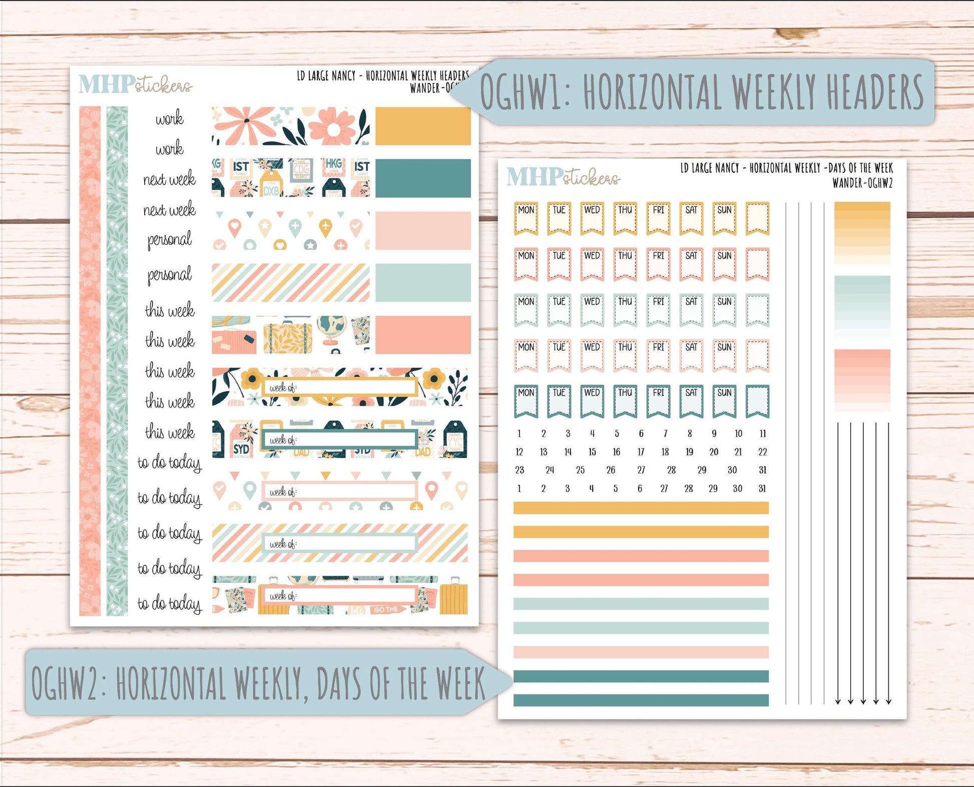 JUNE 2026 Stickers for Large Nancy, Anne, & Billie Planners. Laurel Denise Planners. "Wander" || OG