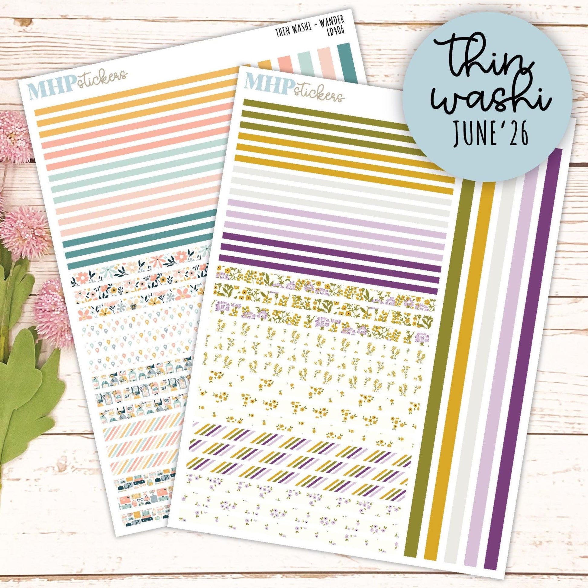 Thin Washi for Laurel Denise Planners. Planner Stickers JUNE '26 || LD406
