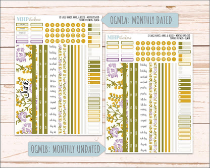 JUNE 2026 Stickers for Large Nancy, Anne, & Billie. Laurel Denise Planners. "Summer Flowers" || OG