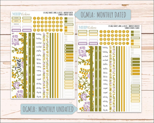 JUNE 2026 Stickers for Large Nancy, Anne, & Billie. Laurel Denise Planners. "Summer Flowers" || OG