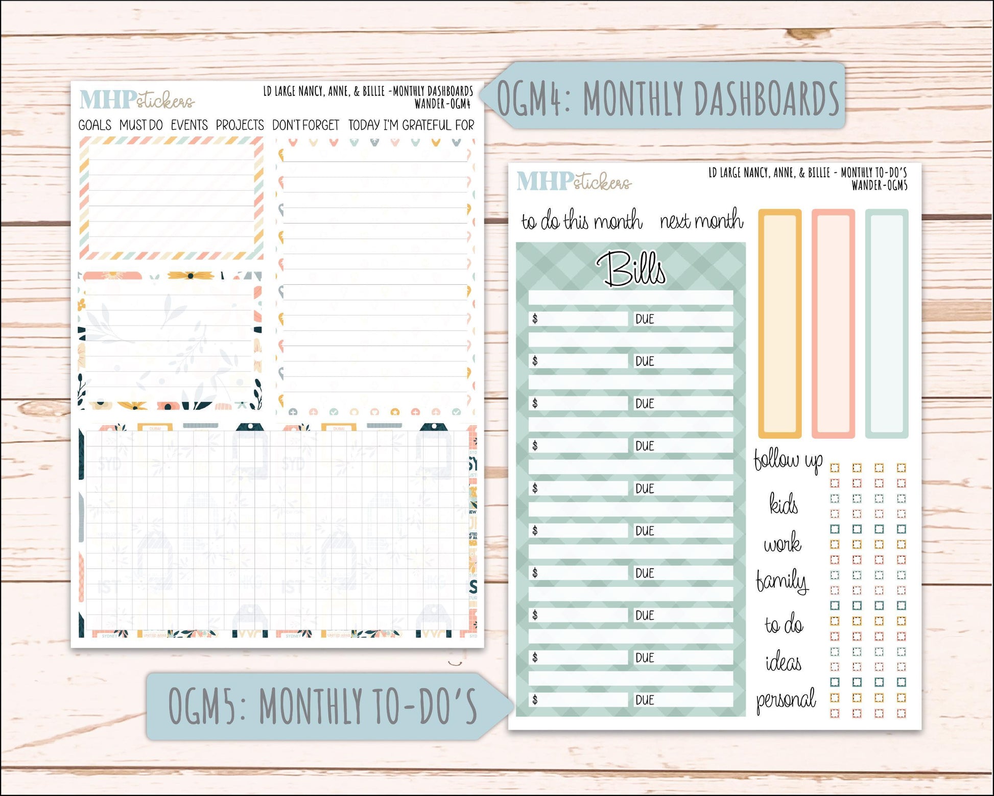 JUNE 2026 Stickers for Large Nancy, Anne, & Billie Planners. Laurel Denise Planners. "Wander" || OG