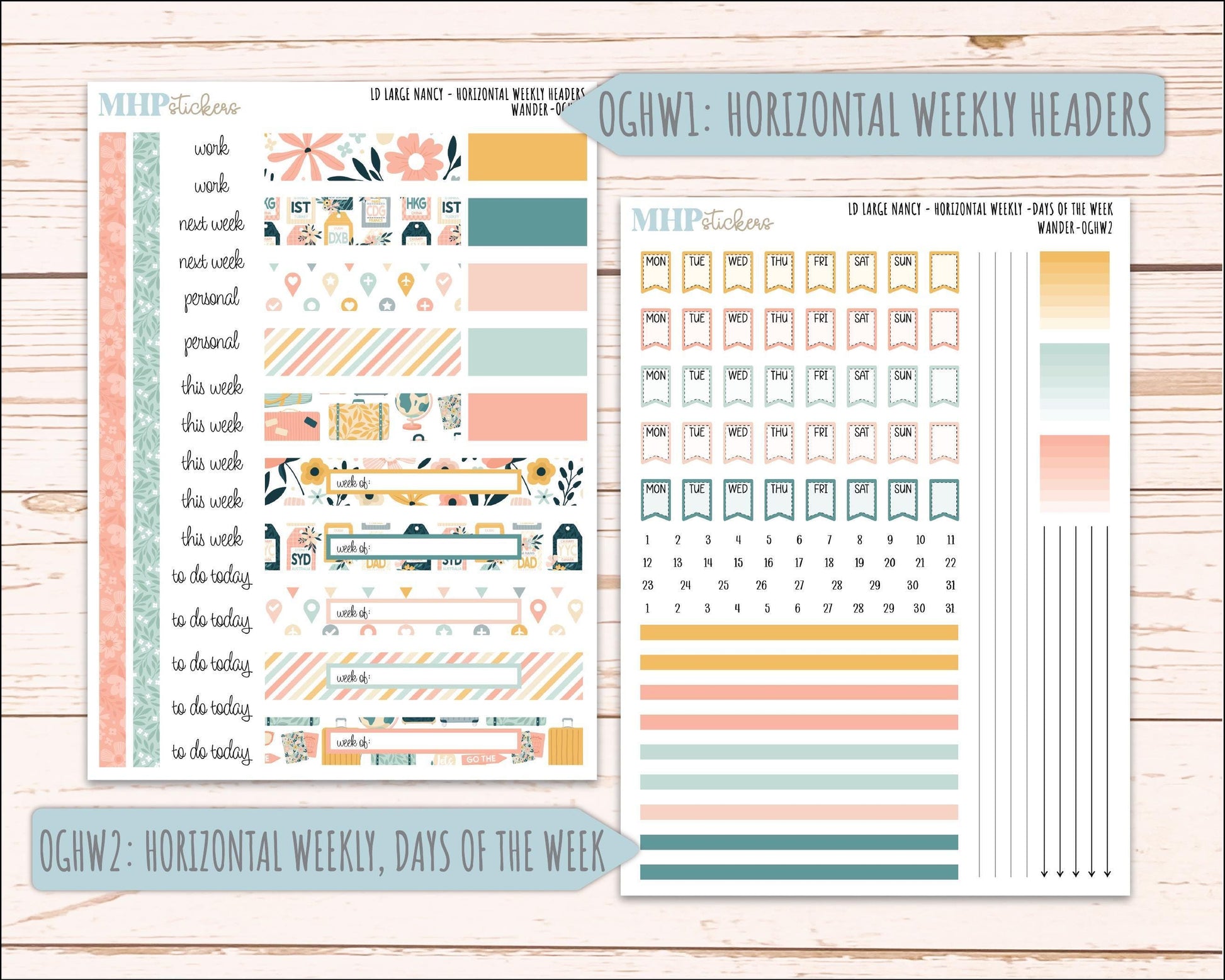 JUNE 2026 Stickers for Large Nancy, Anne, & Billie Planners. Laurel Denise Planners. "Wander" || OG