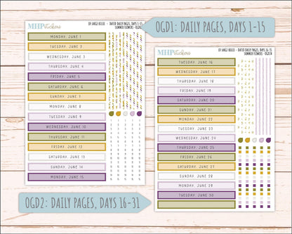 JUNE 2026 Stickers for Large Nancy, Anne, & Billie. Laurel Denise Planners. "Summer Flowers" || OG