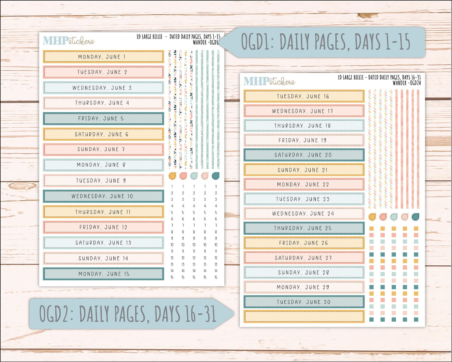 JUNE 2026 Stickers for Large Nancy, Anne, & Billie Planners. Laurel Denise Planners. "Wander" || OG