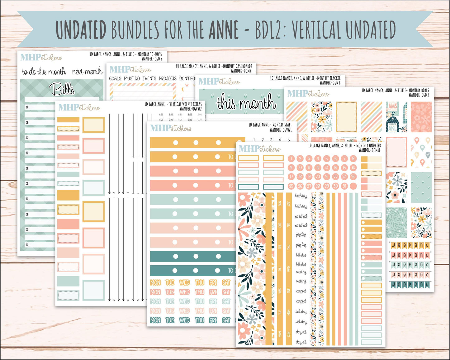 JUNE 2026 Stickers for Large Nancy, Anne, & Billie Planners. Laurel Denise Planners. "Wander" || OG
