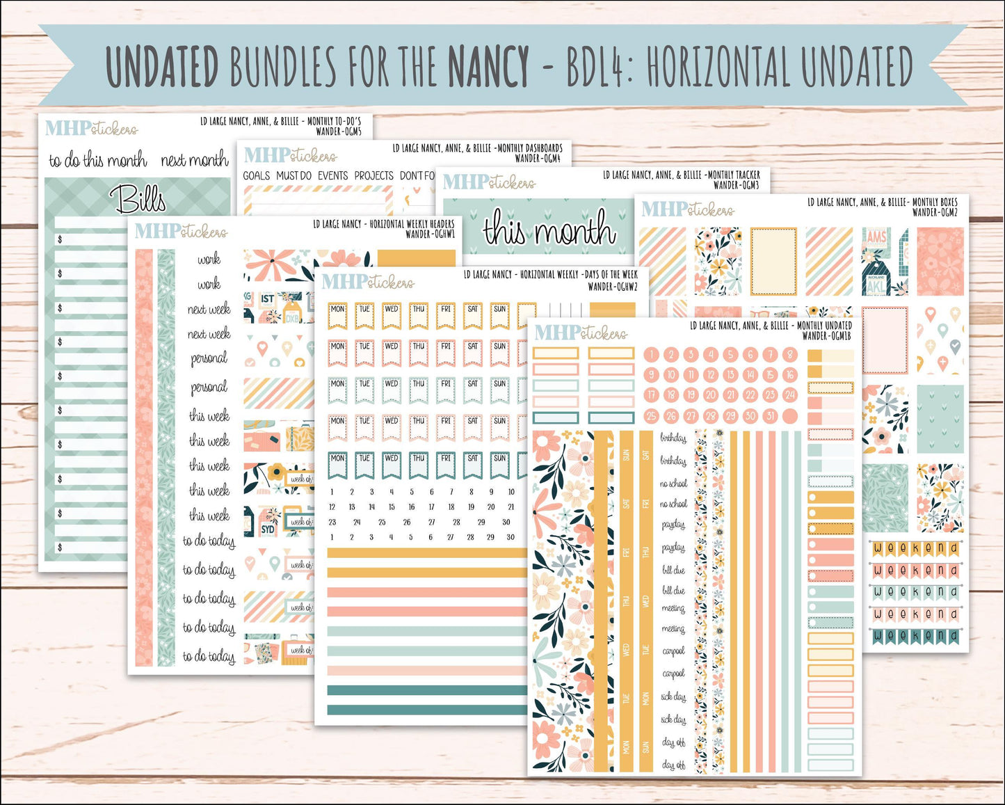 JUNE 2026 Stickers for Large Nancy, Anne, & Billie Planners. Laurel Denise Planners. "Wander" || OG