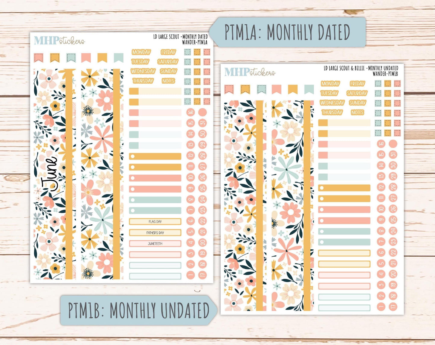 JUNE 2026 Stickers for the Large Scout & Large Claire Laurel Denise Planners "Wander" || PT