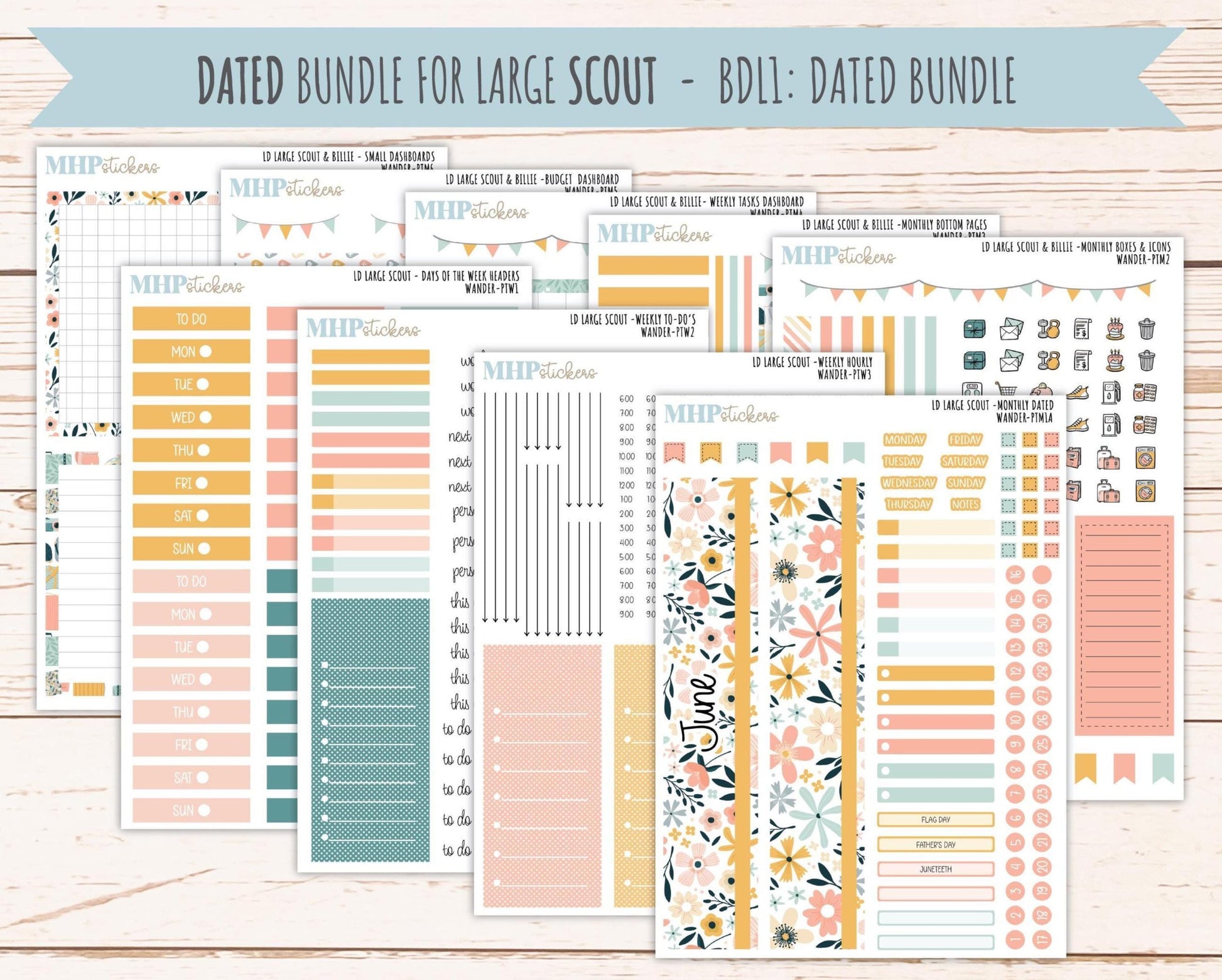 JUNE 2026 Stickers for the Large Scout & Large Claire Laurel Denise Planners "Wander" || PT