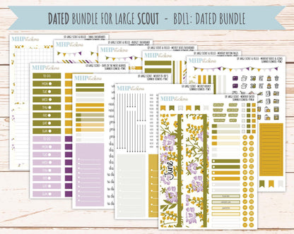 JUNE 2026 Stickers for the Large Scout, Large Claire, and Large Luna Laurel Denise Planners "Summer Flowers" || PT