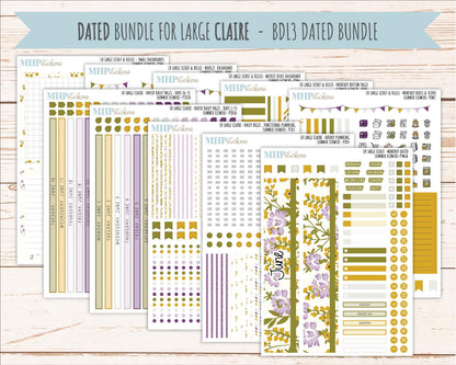 JUNE 2026 Stickers for the Large Scout & Large Claire Laurel Denise Planners "Summer Flowers" || PT