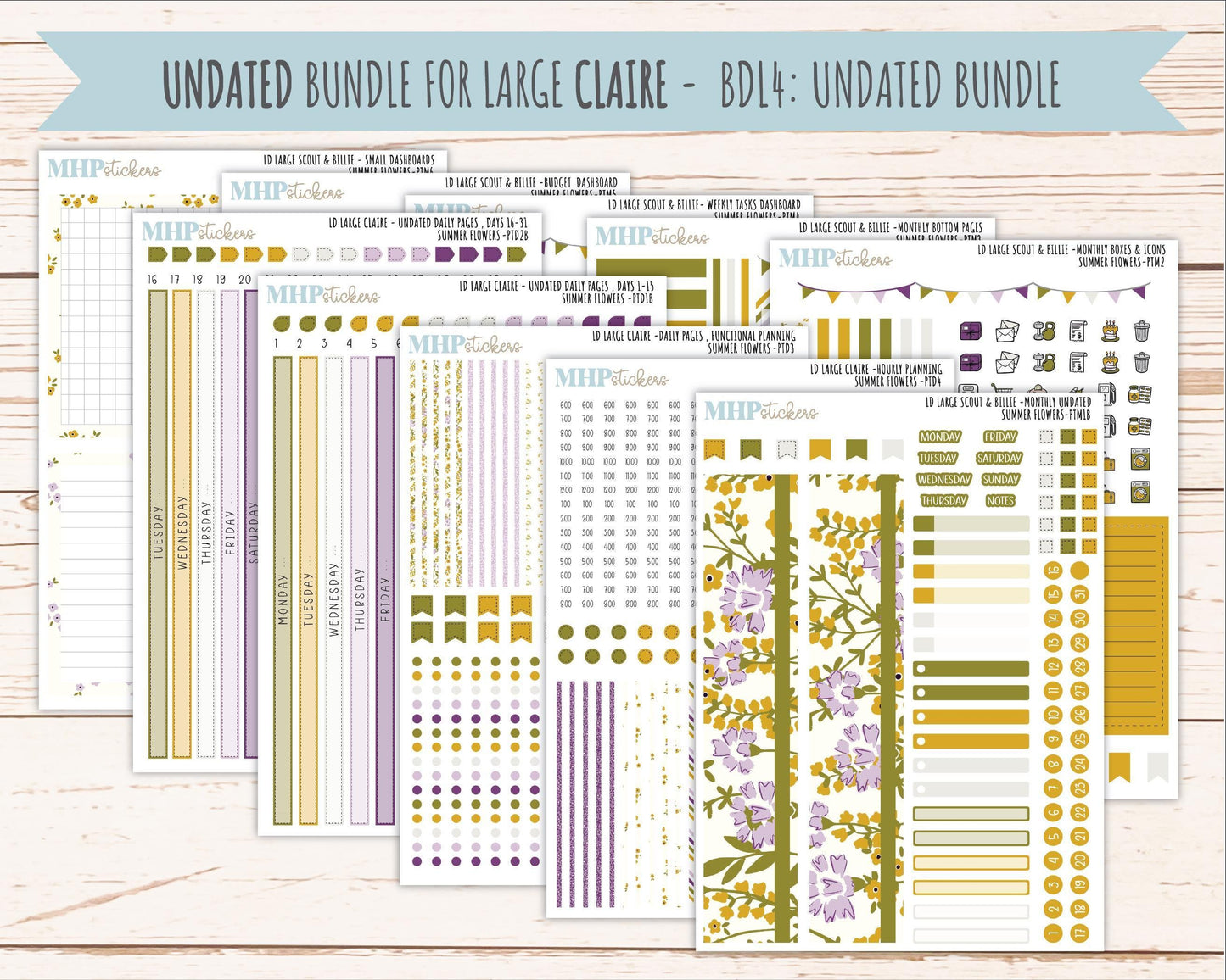 JUNE 2026 Stickers for the Large Scout & Large Claire Laurel Denise Planners "Summer Flowers" || PT