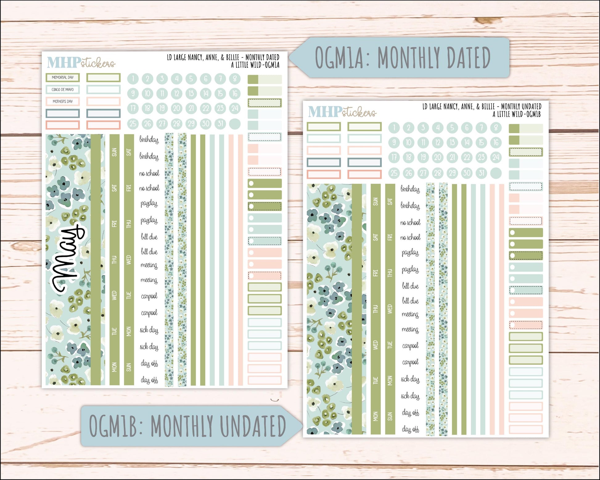 MAY 2026 Stickers for Large Nancy & Anne Planners for Laurel Denise Planners. "A LIttle Wild" || OG