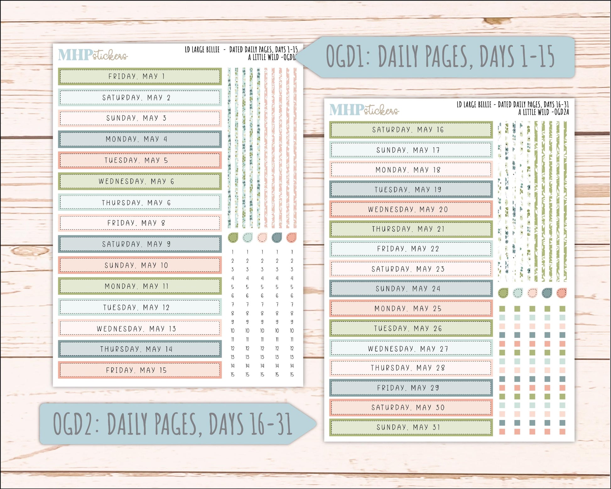 MAY 2026 Stickers for Large Nancy & Anne Planners for Laurel Denise Planners. "A LIttle Wild" || OG
