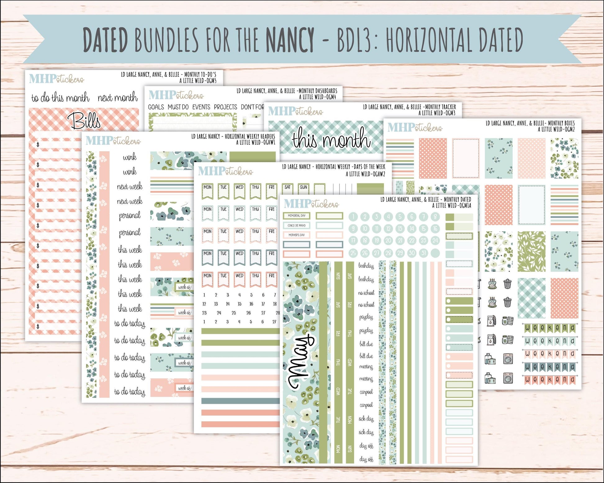 MAY 2026 Stickers for Large Nancy & Anne Planners for Laurel Denise Planners. "A LIttle Wild" || OG