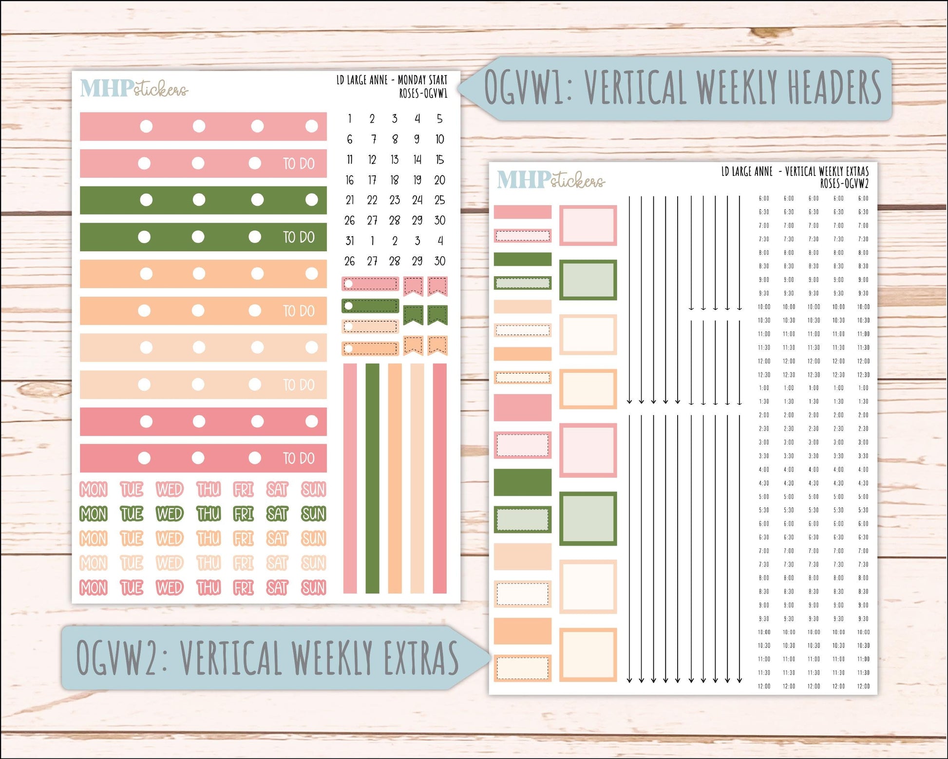 MAY 2026 Stickers for Large Nancy & Anne Planners for Laurel Denise Planners. "Roses" || OG
