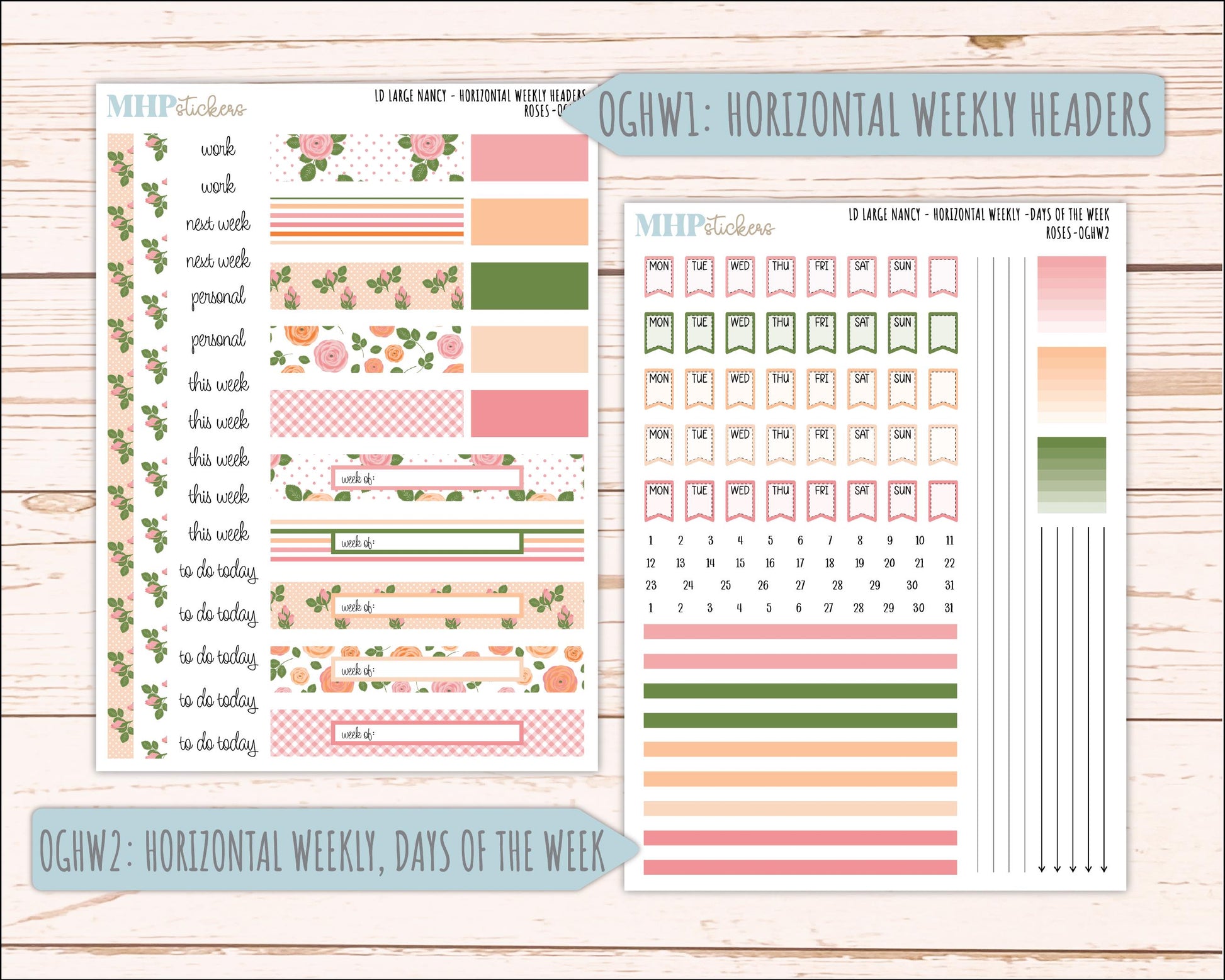 MAY 2026 Stickers for Large Nancy & Anne Planners for Laurel Denise Planners. "Roses" || OG