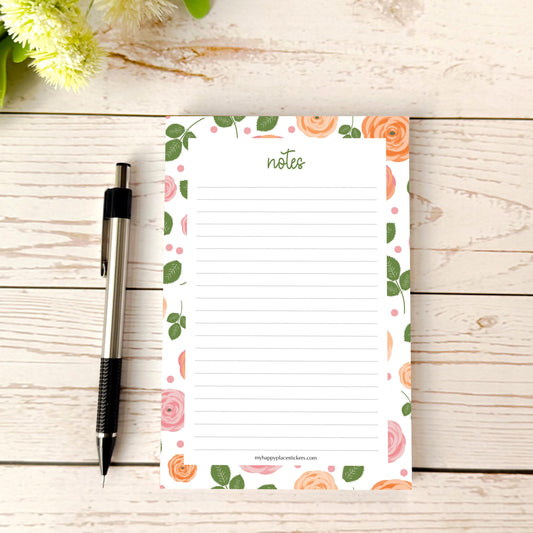 Lined Tear-Off Notepads. Personalized Notepad. "Roses" || NP