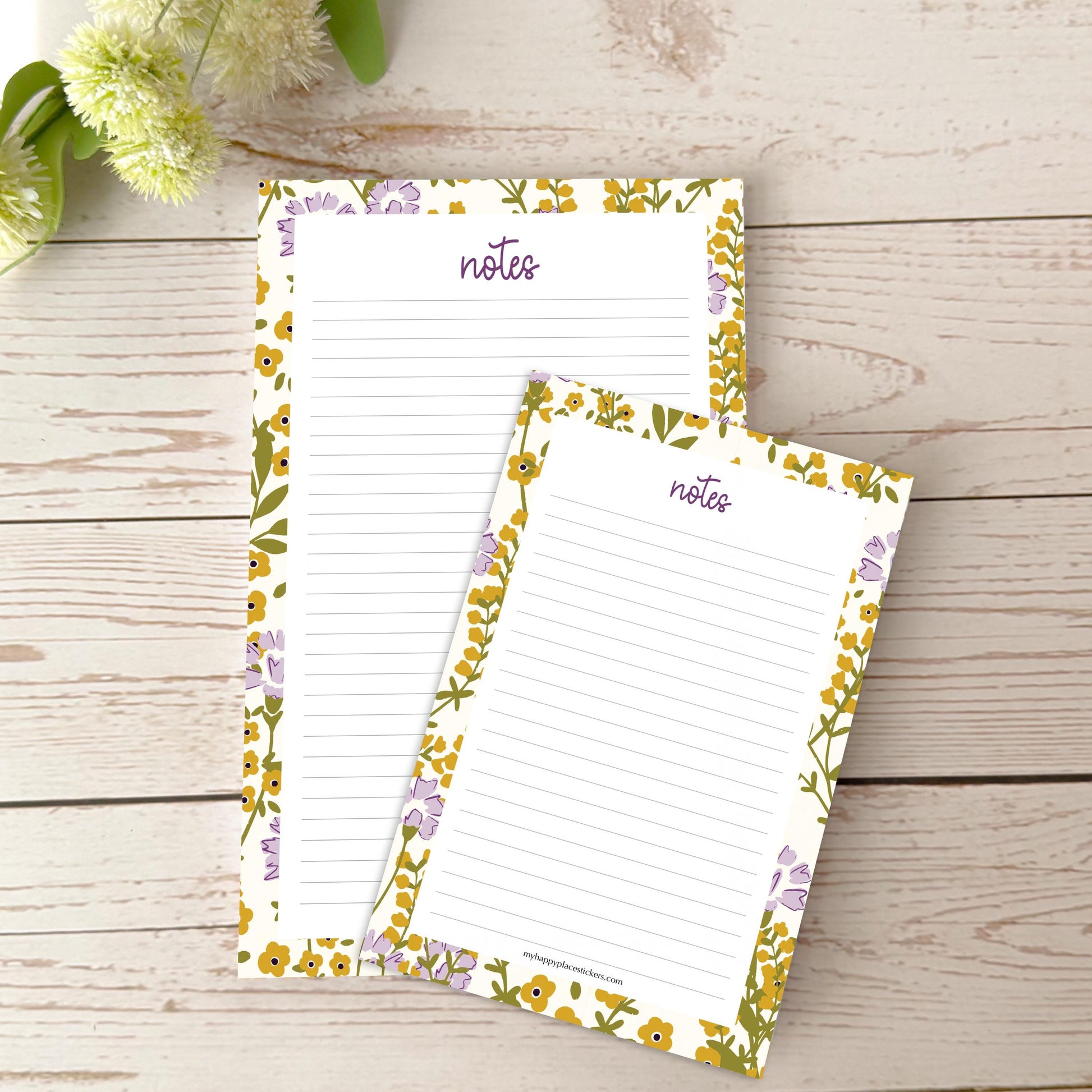 Lined Tear-Off Notepads. Personalized Notepad. "Summer Flowers" || NP