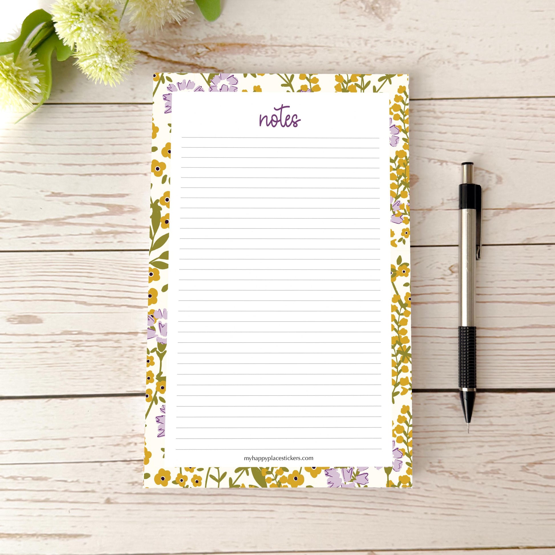 Lined Tear-Off Notepads. Personalized Notepad. "Summer Flowers" || NP