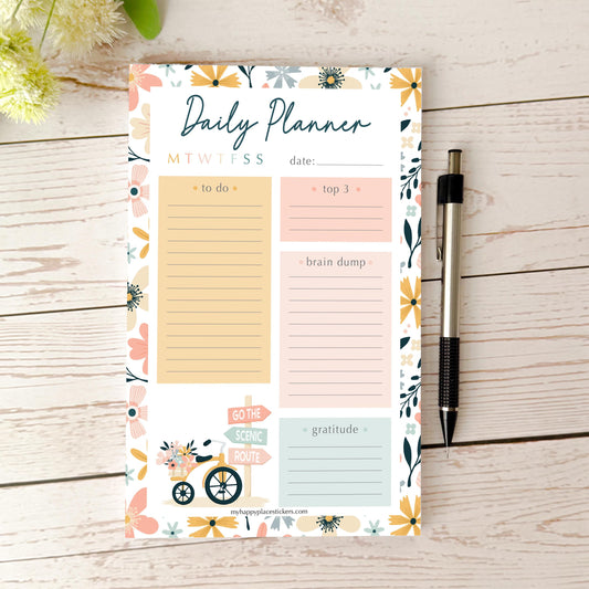 Daily Planner Tear-Off Notepads. Personalized Notepad. "Wander" || NPD