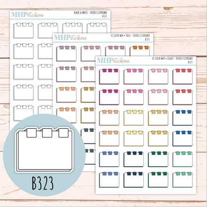 Clipboard Doodle Planner Stickers. EC Color Way || B323