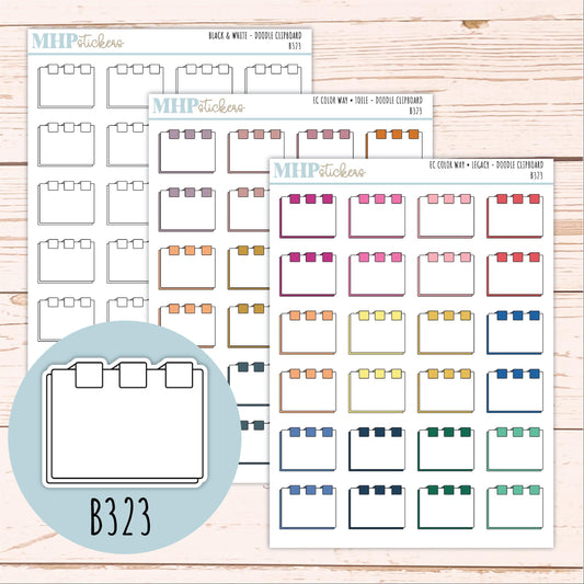Clipboard Doodle Planner Stickers. EC Color Way || B323