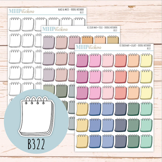 Notebook Doodle Planner Stickers. EC Color Way || B322