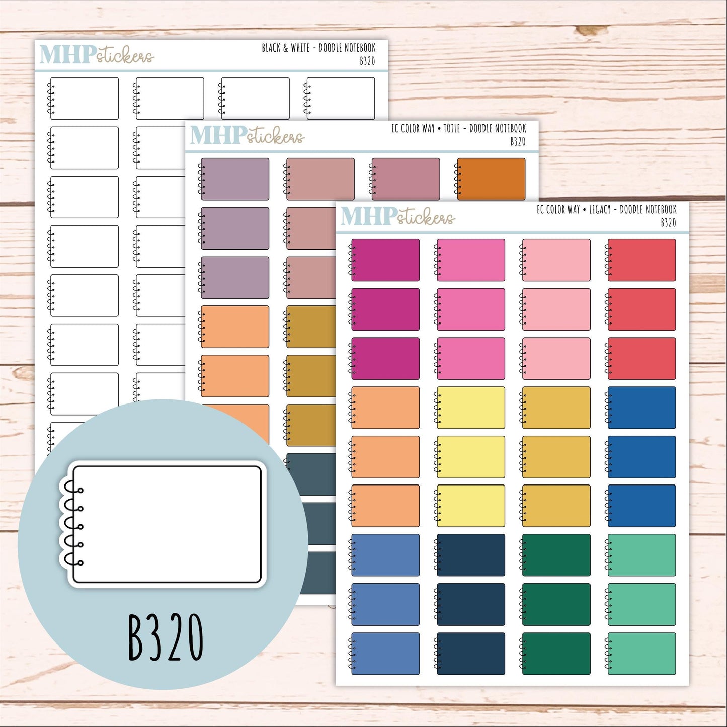 Notebook Doodle Planner Stickers. EC Color Way || B320