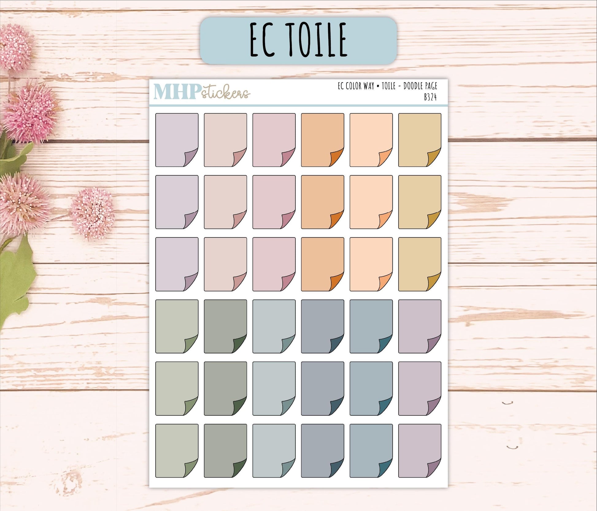 Page Doodle Planner Stickers. EC Color Way || B324