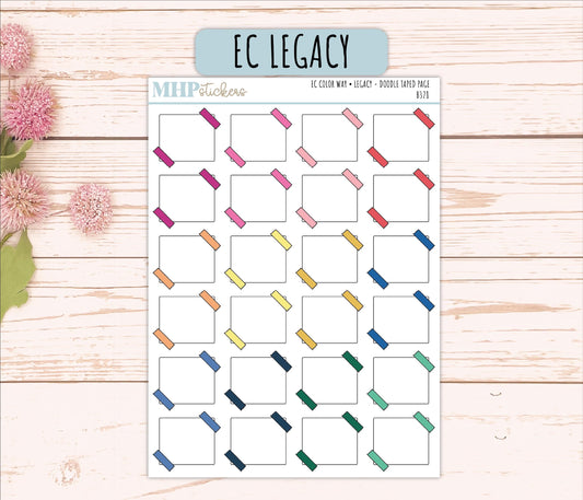Taped Page Doodle Planner Stickers. EC Color Way || B328