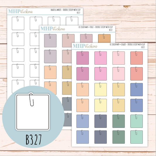 Sticky Note with Clip Doodle Planner Stickers. EC Color Way || B327
