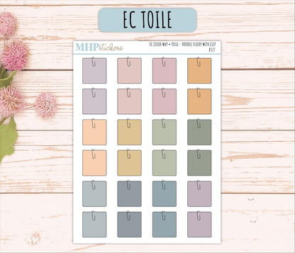 Sticky Note with Clip Doodle Planner Stickers. EC Color Way || B327