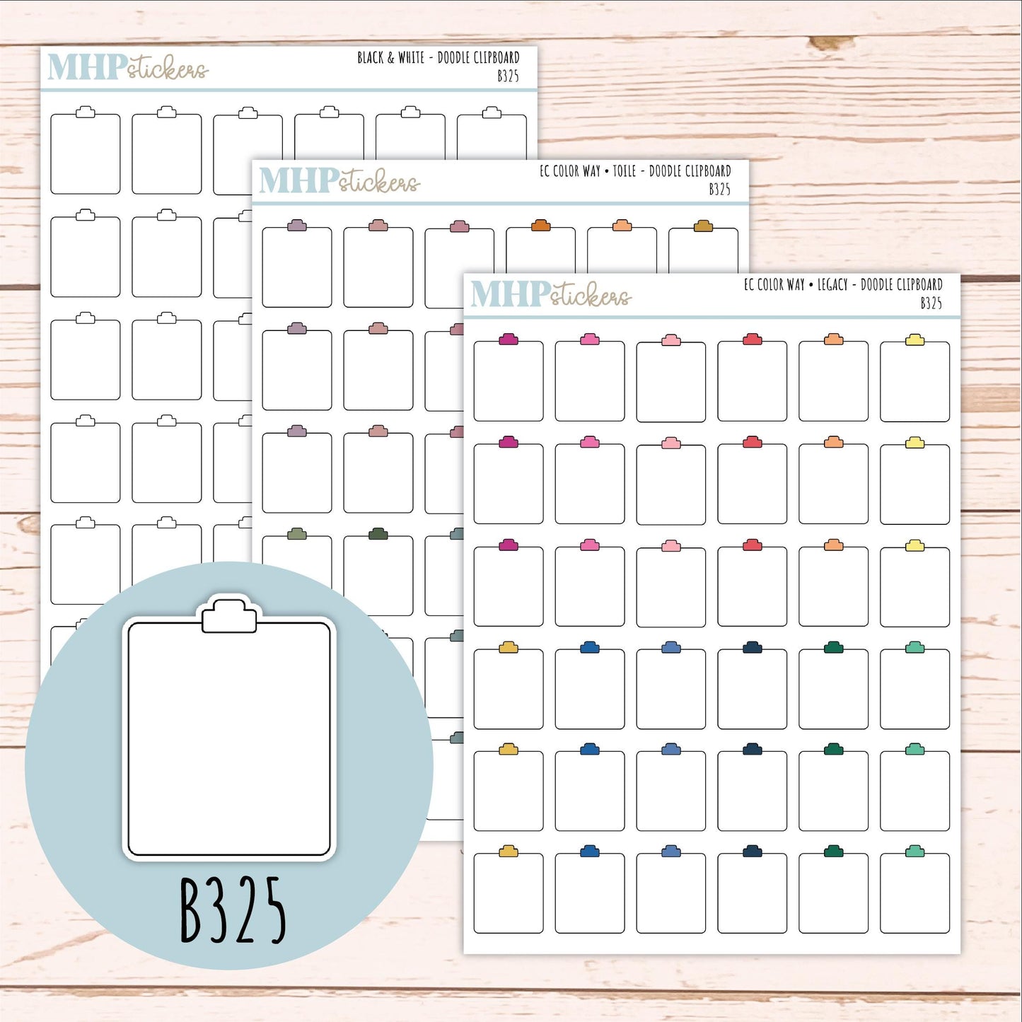 Clipboard Doodle Planner Stickers. EC Color Way || B325