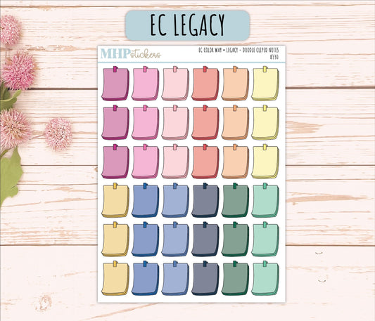 Clipped Notes Doodle Planner Stickers. EC Color Way || B330